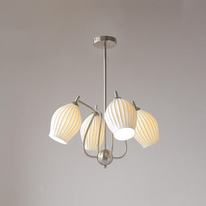 Vintage Minimalist Tulip Ceramic 4/6 Light Chandelier