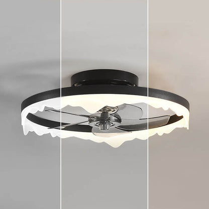 Minimalist Round Acrylic Border LED Semi-Flush Mount Ceiling Fan Light