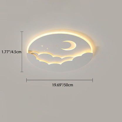 Modern Simplicity Round Moon Iron Aluminum Acrylic LED Flush Mount Ceiling Light For Bedroom