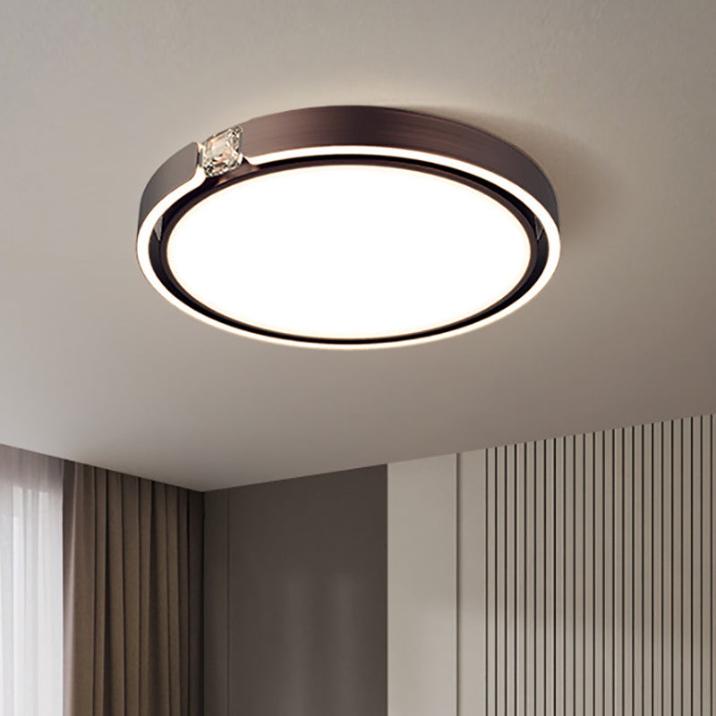 寝室用モダンで豪華な丸型電気メッキアルミアクリルLEDフラッシュマウントシーリングライト