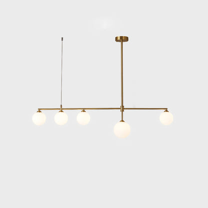 Contemporary Nordic Copper Glass Ball Strip 4/5 Light Chandeliers For Dining Room