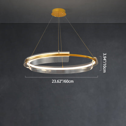 ثريا LED معاصرة من الألومنيوم والأكريليك بتصميم دائري دائري لغرفة المعيشة 