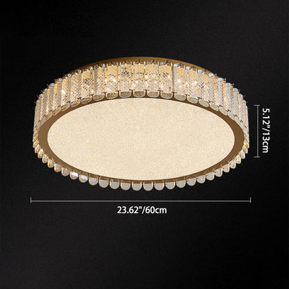 Contemporary Luxury Round Crystal Stainless Steel LED Flush Mount Ceiling Light For Bedroom