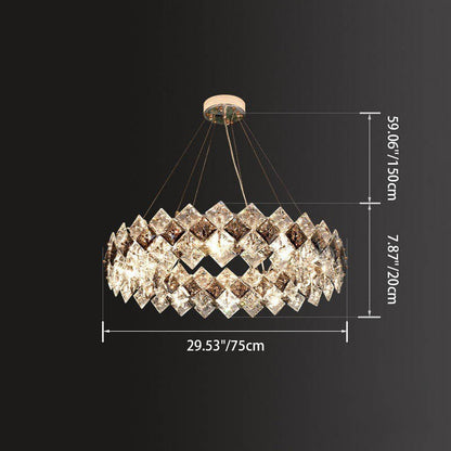 Contemporary Luxury Crystal Diamond Circle Plated Hardware 5/6/7/8/10/14 Light Chandelier For Living Room