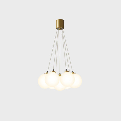 Nordic Light Luxury Round Ball Copper Glass 4/5/7-Light Chandelier