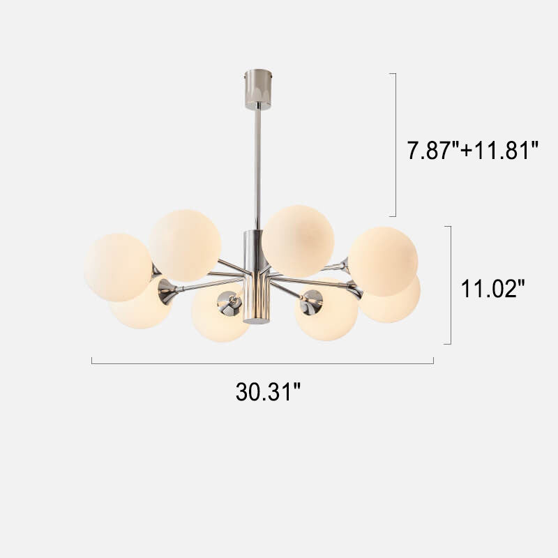 Modern Creative Magic Bean Milk White Glass Ball Chrome 3/5/8 Light Chandelier