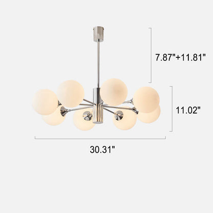 Modern Creative Magic Bean Milk White Glass Ball Chrome 3/5/8 Light Chandelier