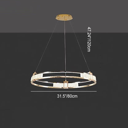 Modern Luxury Circle Aluminum Crystal Glass LED Chandelier For Living Room