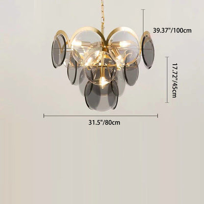 Contemporary Luxury Iron Glass Conic 7/13 Light Chandelier For Living Room