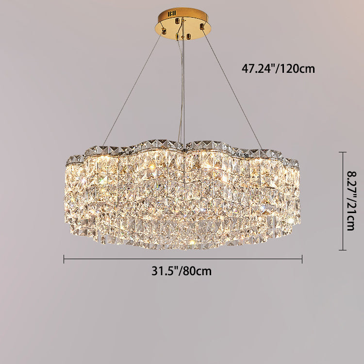 ثريا كريستال LED من الفولاذ المقاوم للصدأ بتصميم عصري بسيط لغرفة المعيشة