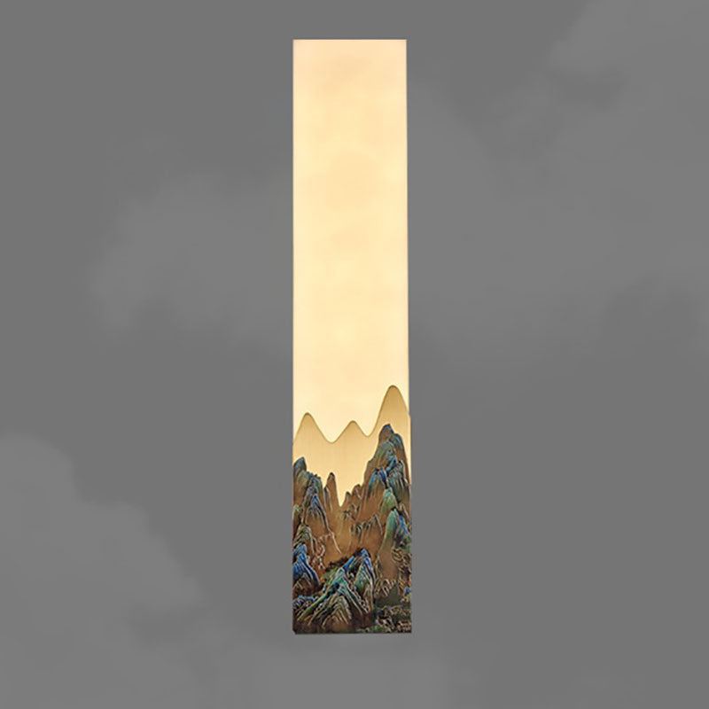 Traditional Chinese Marble All-Copper Rectangular LED Wall Sconce Lamp For Bedroom
