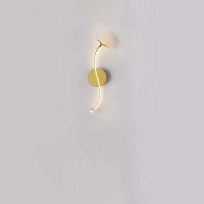 Modern Luxury Iron Aluminum Acrylic Line Ginkgo Leaf LED Wall Sconce Lamp For Bedside