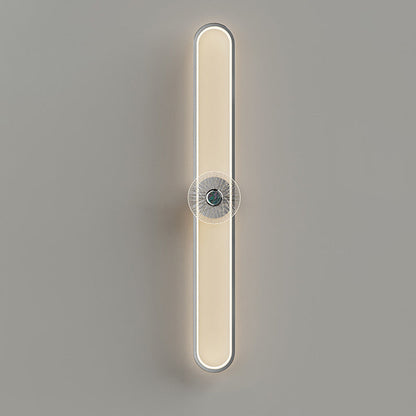 Modern Minimalist Long Oval Hardware Aluminum LED Wall Sconce Lamp For Living Room