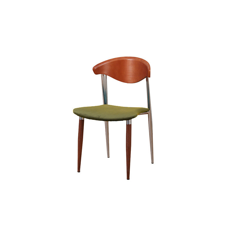 Traditional Vintage Square Velvet Iron Tapered Legs Dining Chair Backrest Armless For Dining Room