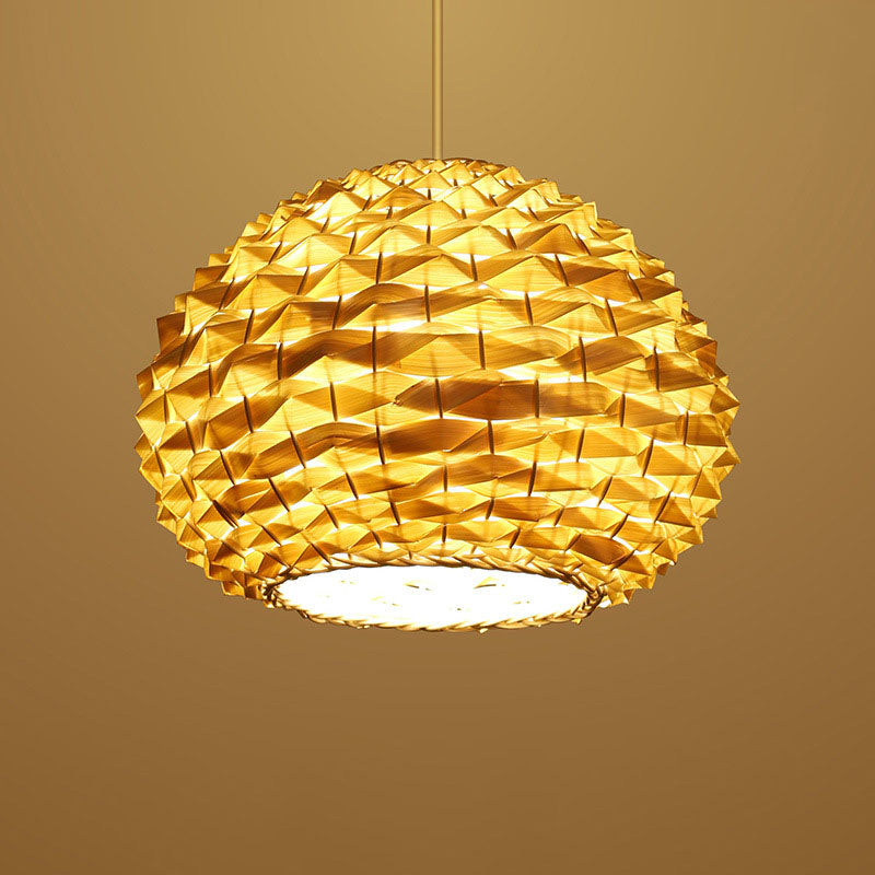 Modern Chinese Rattan Weaving Pineapple 1-Light Pendant Light