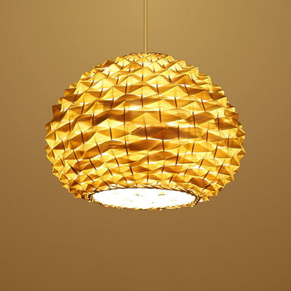 Modern Chinese Rattan Weaving Pineapple 1-Light Pendant Light