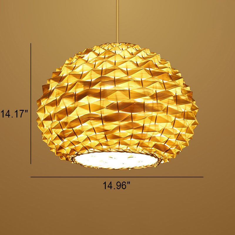 Modern Chinese Rattan Weaving Pineapple 1-Light Pendant Light