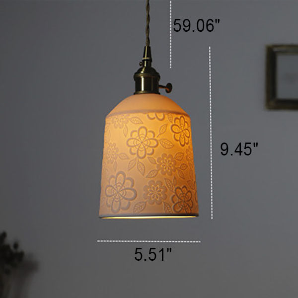 Modern Vintage Brass Ceramic 1-Light Pendant Light