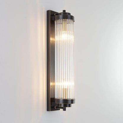 Traditional European Iron Glass Cylinder 2-Light Wall Sconce Lamp For Living Room