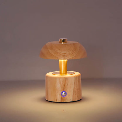 Contemporary Nordic Creative Solid Wood Mushroom LED Table Lamp For Bedroom