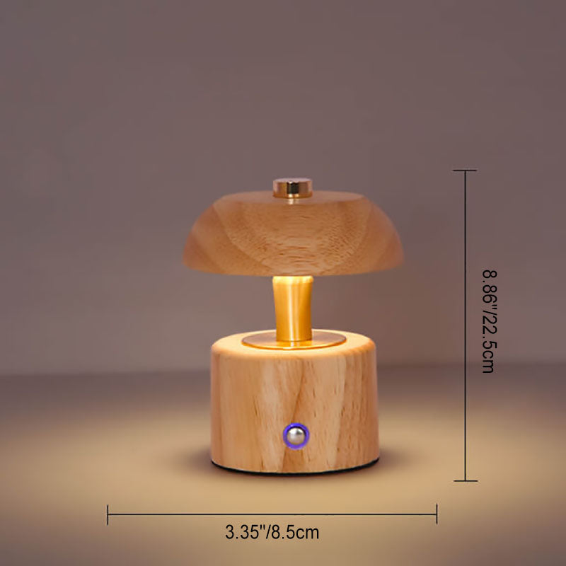 Contemporary Nordic Creative Solid Wood Mushroom LED Table Lamp For Bedroom