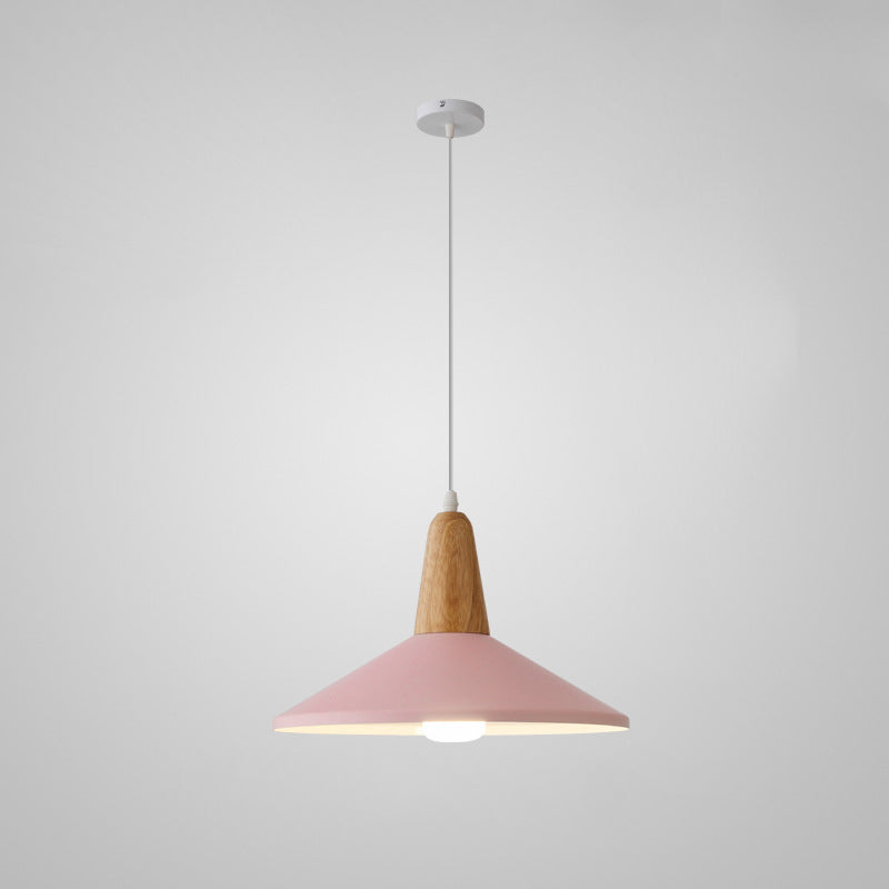 Nordic Minimalist Macaron Solid Color Aluminum Wood 1-Light Pendant Light