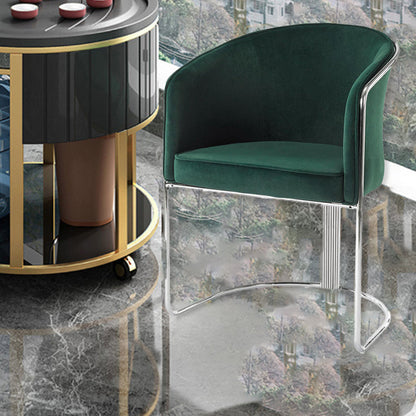 Modern Luxury Half Round Curved Velvet Metal Frame Dining Chair Backrest Armrest For Dining Room