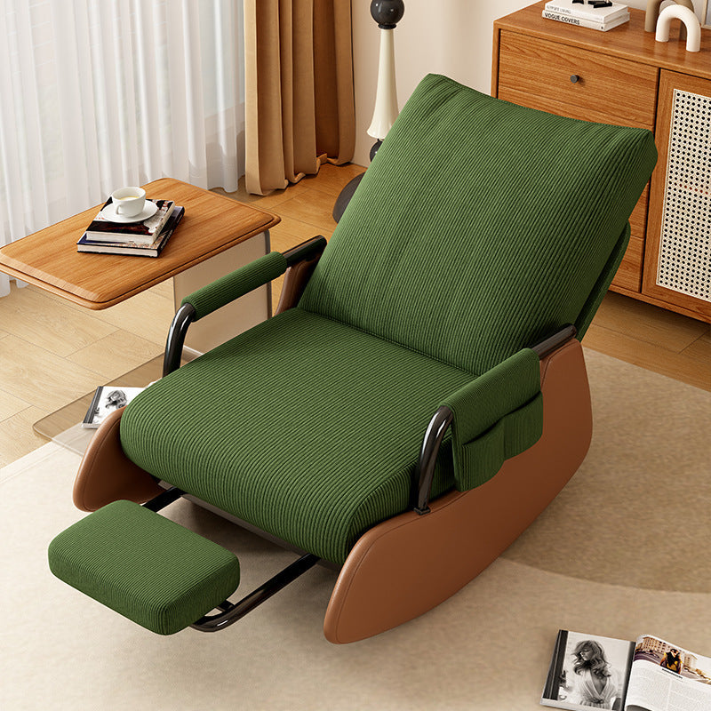 Modern Simplicity Corduroy Cotton Sponge Faux Leather Wood Carbon Steel Square Recliner Foldable Backrest Footrest For Bedroom