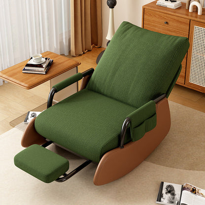Modern Simplicity Corduroy Cotton Sponge Faux Leather Wood Carbon Steel Square Recliner Foldable Backrest Footrest For Bedroom