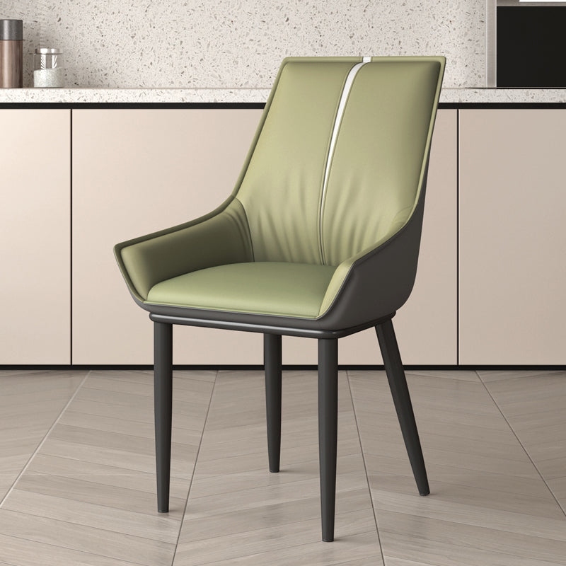 Contemporary Nordic Square Faux Leather Upholstered Dining Chair Backrest Armrest For Dining Room