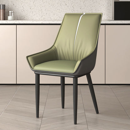 Contemporary Nordic Square Faux Leather Upholstered Dining Chair Backrest Armrest For Dining Room
