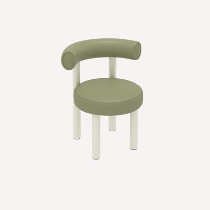 Contemporary Nordic Round Artificial Leather Iron Frame Vanity Stool Arc Back For Bedroom