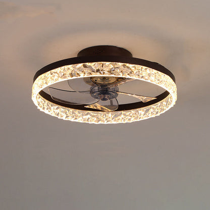 Modern Circle Ring LED Semi-Flush Mount Ceiling Fan Light