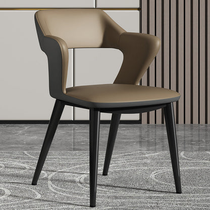 Contemporary Scandinavian Nappa leather Fabric Carbon Steel Sponge Square Wing Dining Chair Backrest Armrest For Dining Room