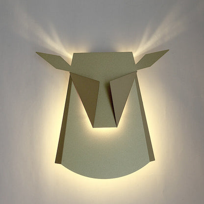 Contemporary Creative Iron Bull Head Shape LED Wall Sconce Lamp For Bedroom