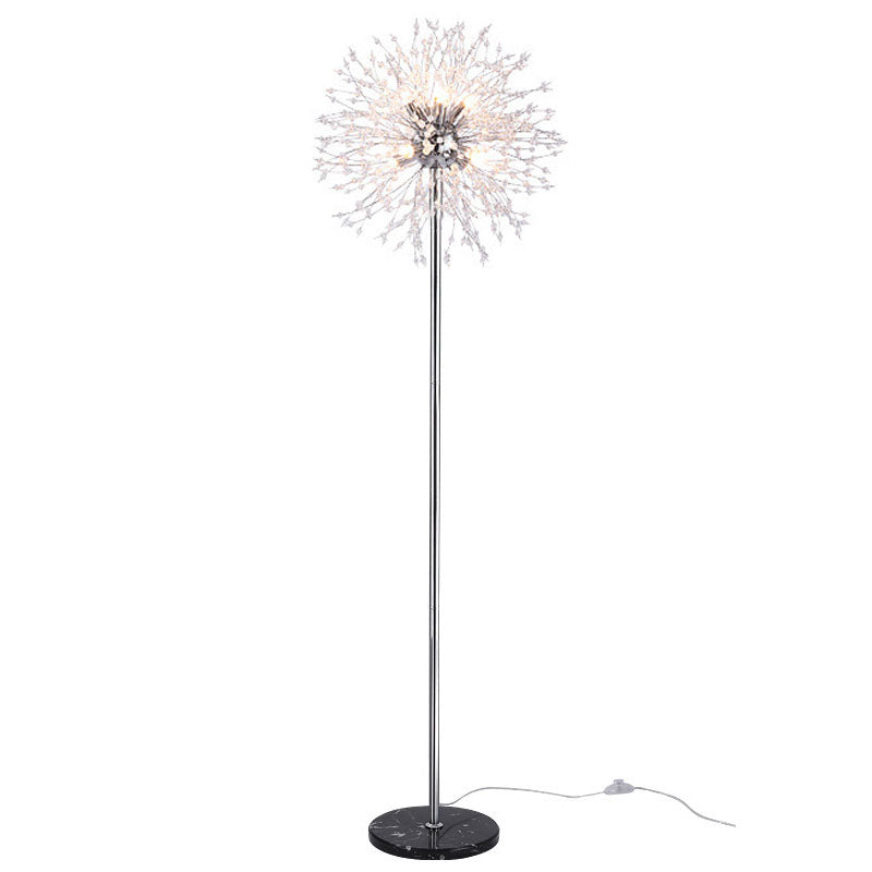 Modern Creative Dandelion Shade Crystal  Aluminum  Marble Base 8/9-Light Standing Floor Lamp