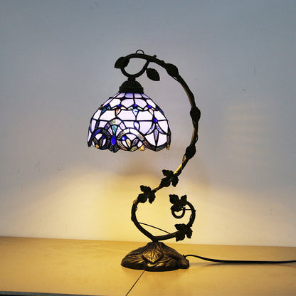 European Tiffany Dragonfly Stained Glass Vine 1-Light Table Lamp