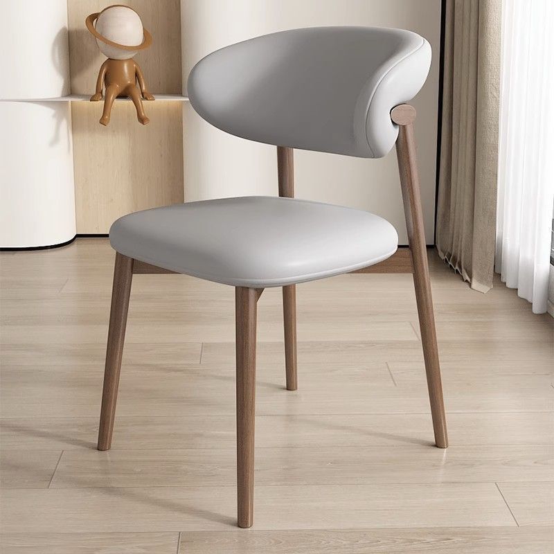 Contemporary Nordic Square Nappa Leather Metal Frame Dining Chair Backrest Armless For Dining Room