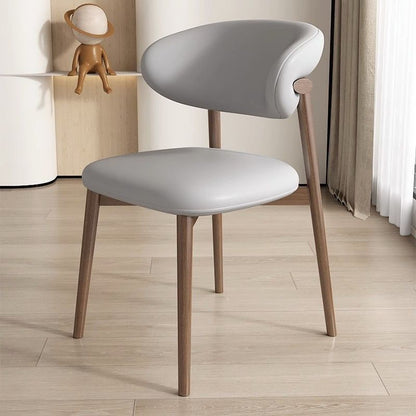 Contemporary Nordic Square Nappa Leather Metal Frame Dining Chair Backrest Armless For Dining Room