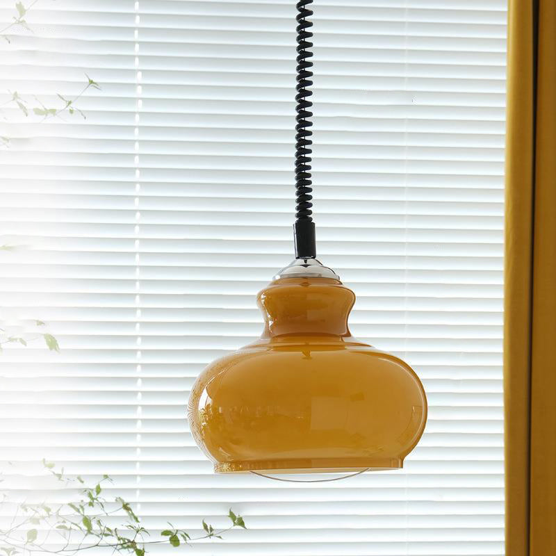 Contemporary Nordic Spherical Iron Glass 1-Light Pendant Light For Dining Room