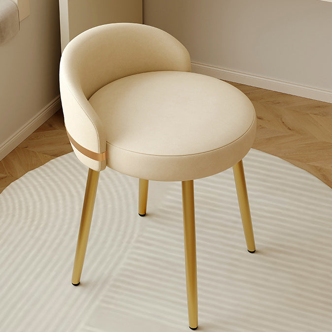 Modern Simplicity PU Leather Metal Sponge Round Vanity Stool Backrest For Bedroom