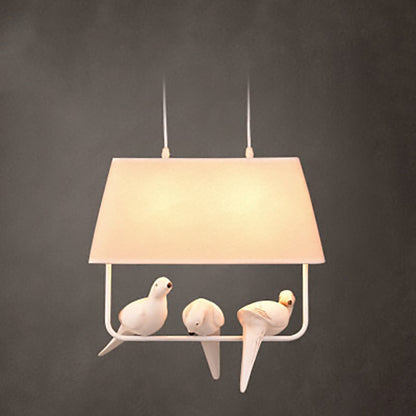 Contemporary Scandinavian Bird Iron Burlap Resin 1/2 Light Chandelier For Bedroom