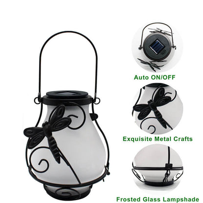 Solar Outdoor Glass Flame Oval Cage LED Courtyard Decorative Landscape Light