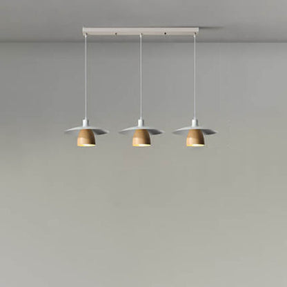 Japanese Minimalist Wood Grain Round Cone 1/2/3 Light Island Light Chandelier