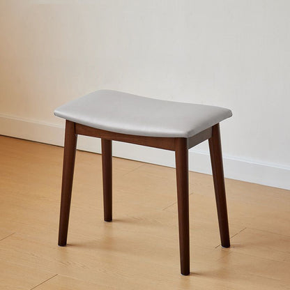 Modern Minimalist Rectangular Soft PU Leather Wood Vanity Stool For Bedroom