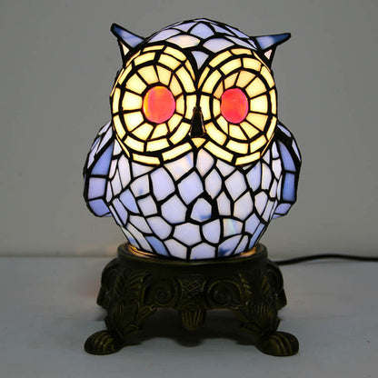 Vintage Tiffany Cartoon Parrot Resin Stained Glass 1-Light Table Lamp