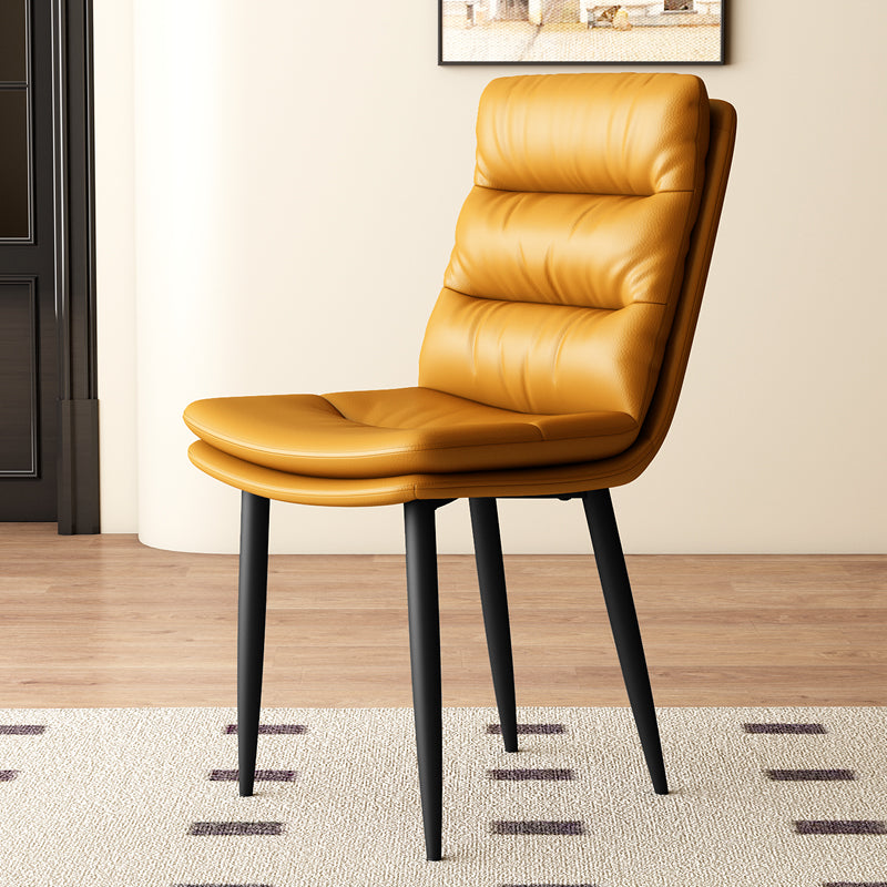 Modern Minimalist Rectangular Microfiber Leather Carbon Steel Dining Chair Backrest Armless For Dining Room