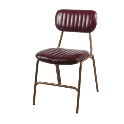 Contemporary Industrial PU Leather Iron Square Elliptical Stripe Dining Chair Backrest Footrest For Dining Room