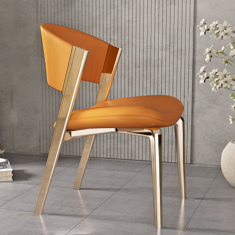 Modern Luxury Square Microfiber Leather Stainless Steel Foam Dining Chair Four Legs Backrest For Dining Room