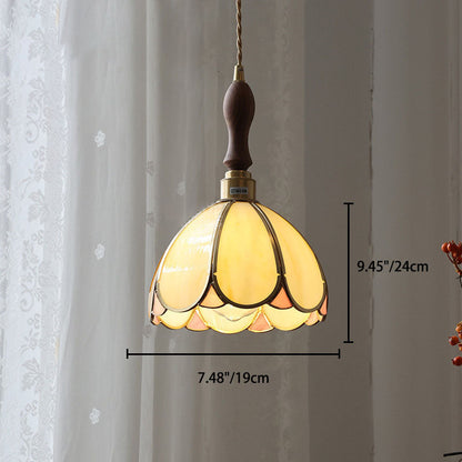Contemporary Scandinavian Half-Round Globe Copper Glass Walnut 1-Light Pendant Light For Bedroom